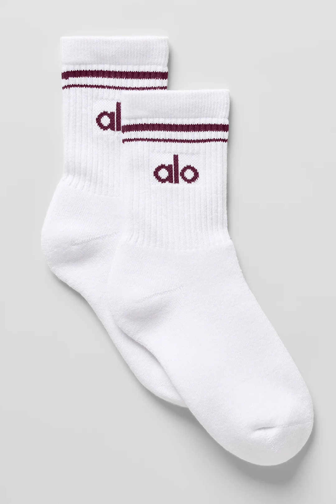 알로요가 Unisex Half-Crew Throwback Sock - White/Burgundy 상품 이미지 1