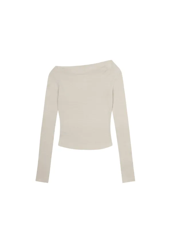 [3RD] FLOW NECK DRAPE LONG SLEEVE, NUDE
