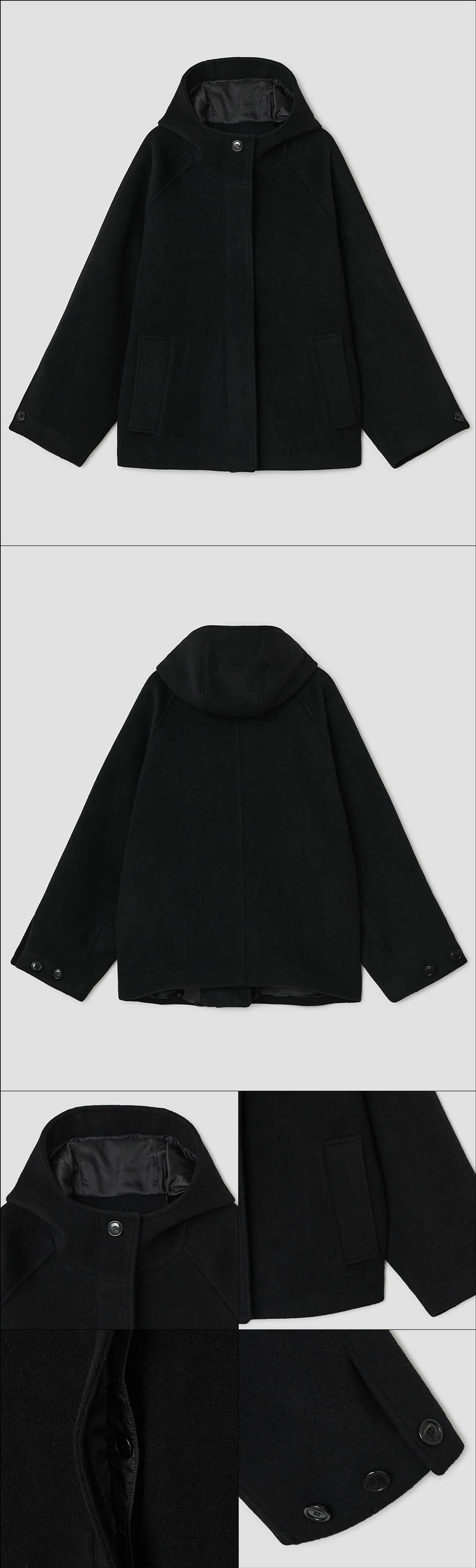 타입서비스 Hooded Half Coat [Black] 상품 이미지 2
