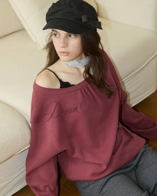 Drape layered long sleeve t shirt - redbean