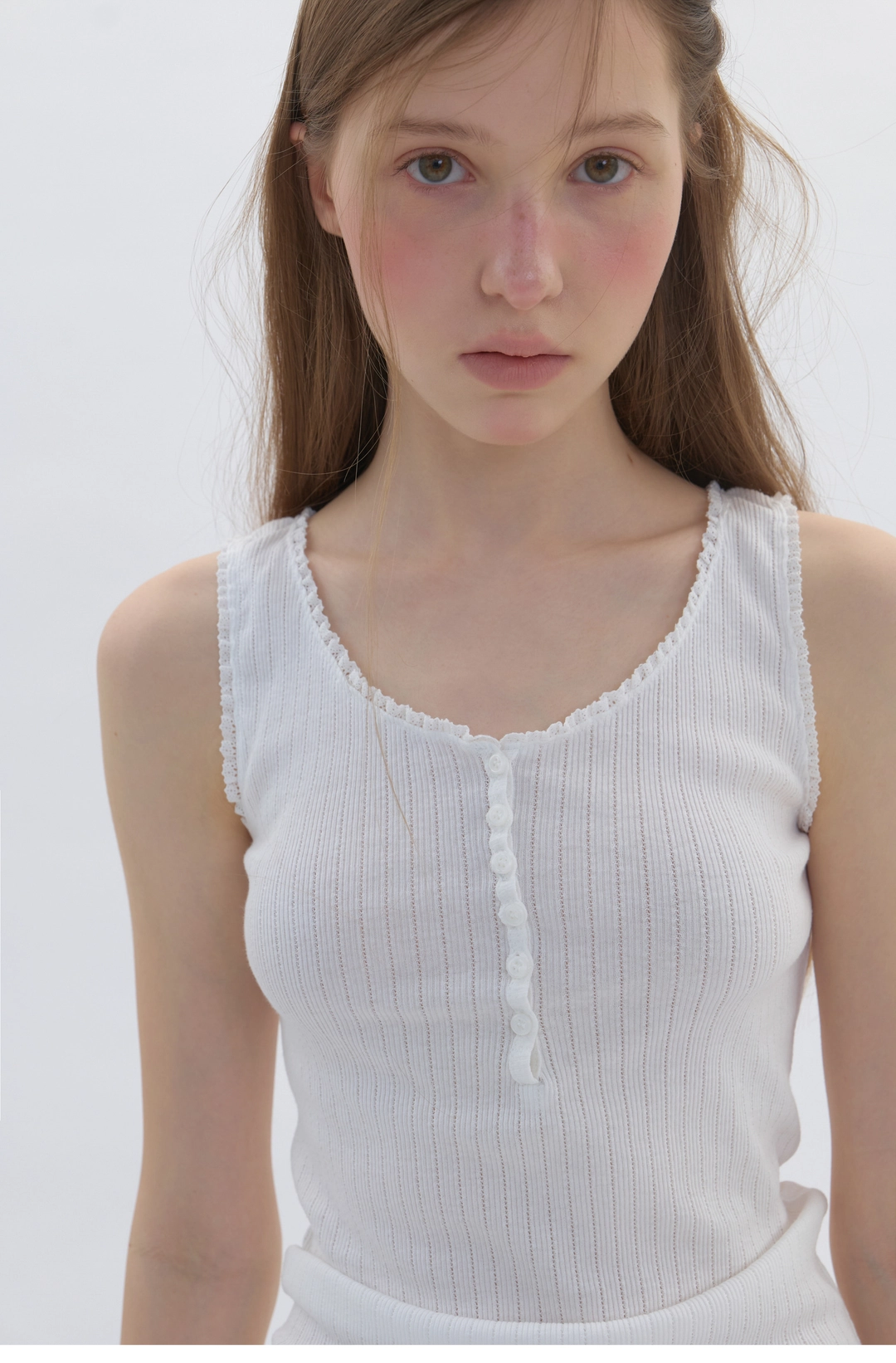 순수 Frill Sleeveless White 상품 이미지 1