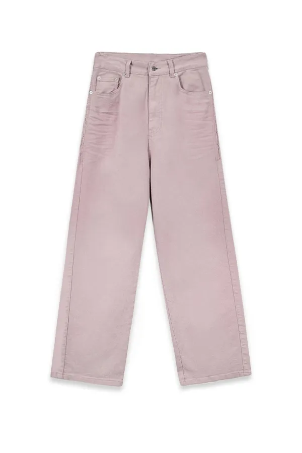COLOR POINT WASHED DENIM PANTS IN PINK