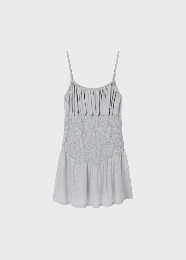 Flow Smocking Mini Dress Melange Gray