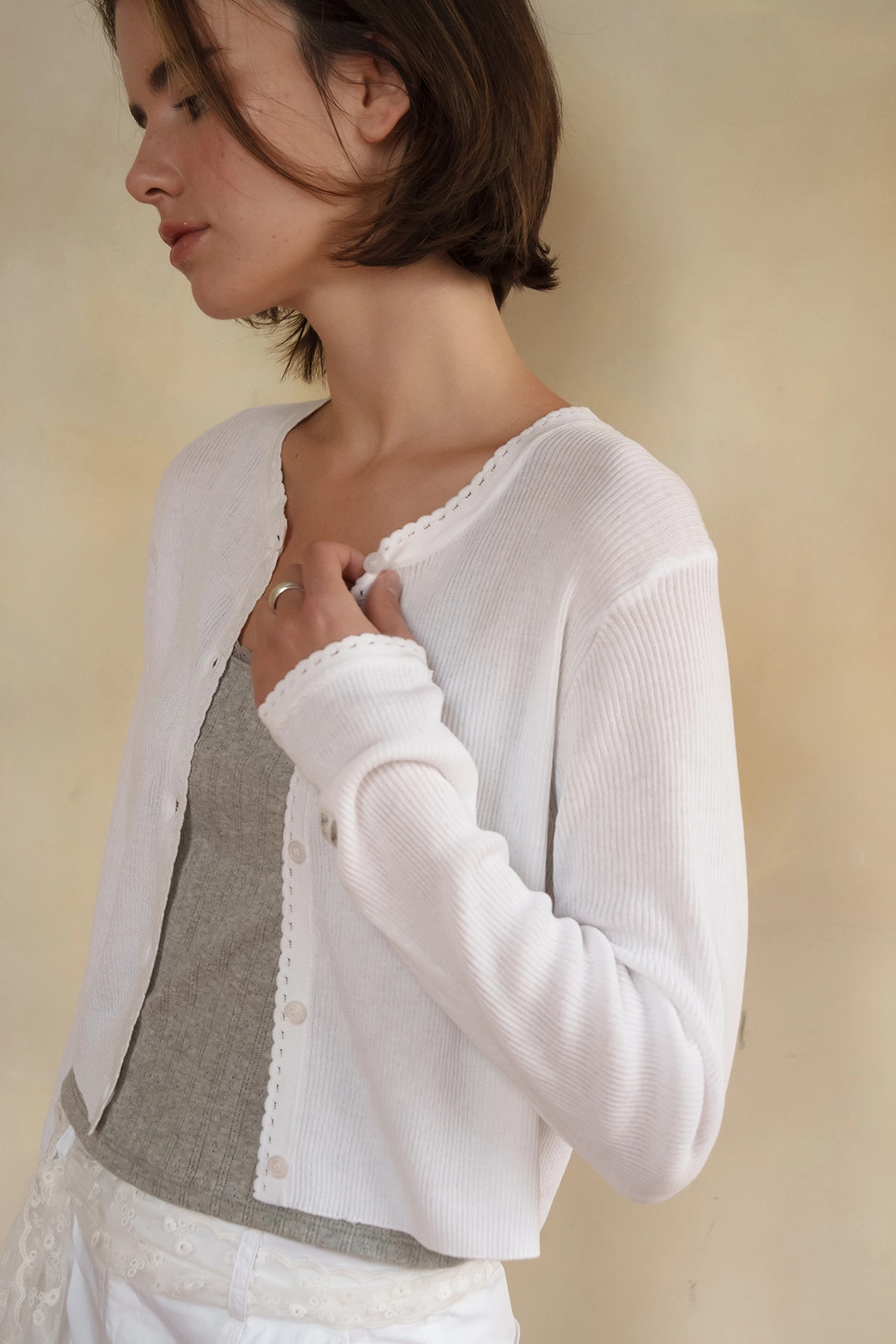 샤드라마 PETAL RIBBED CARDIGAN [IVORY] 상품 이미지 2