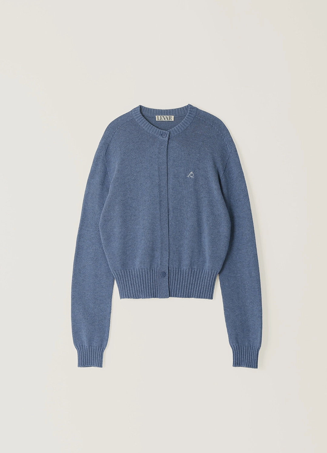 르바 Two-Button Round Knit Cardigan - Steel Blue 상품 이미지 1