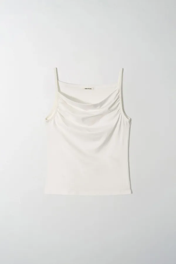draping sleeveless top_white