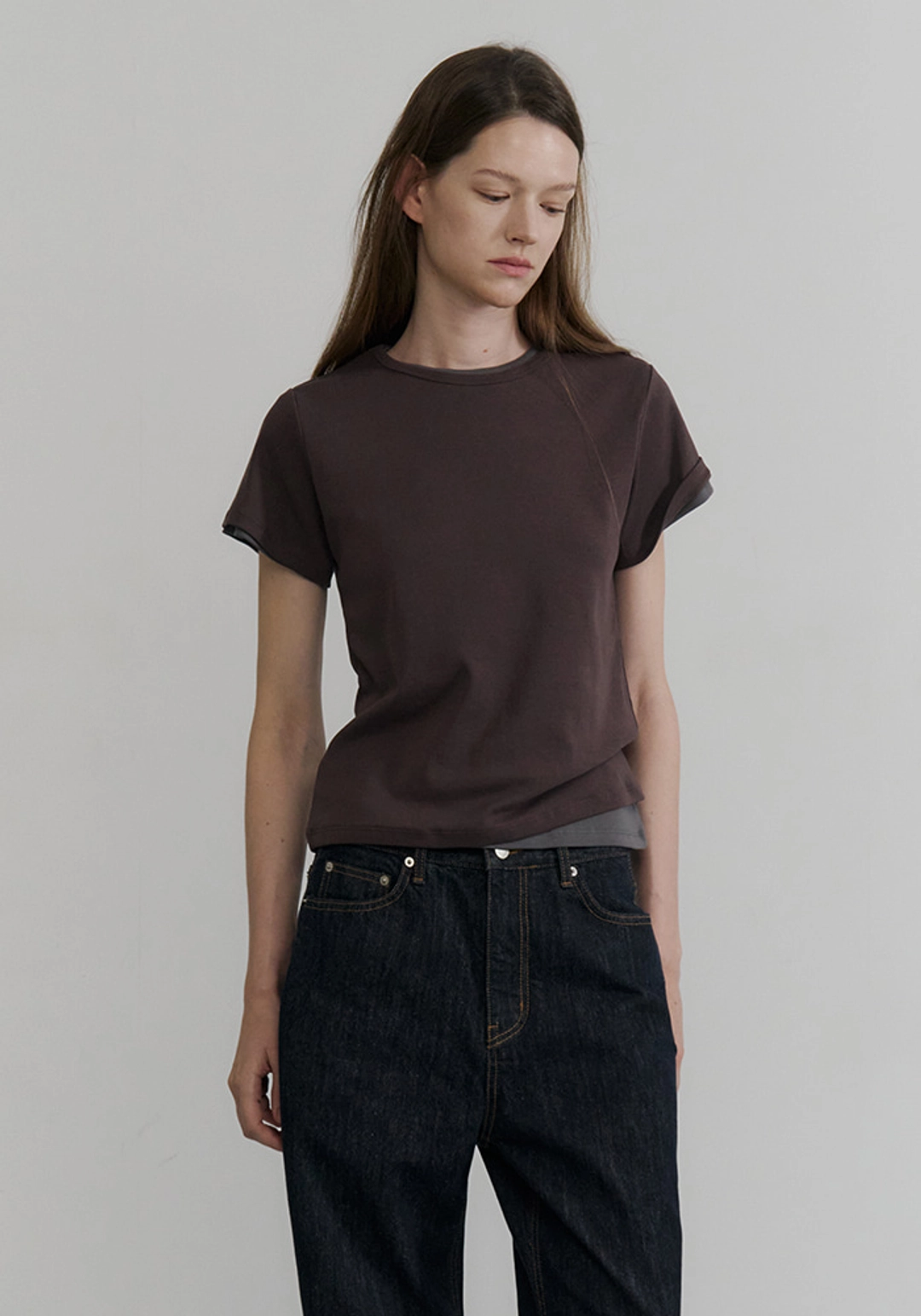 이브세이지 [1차 리오더] Regular span tee (Brown) 상품 이미지 2