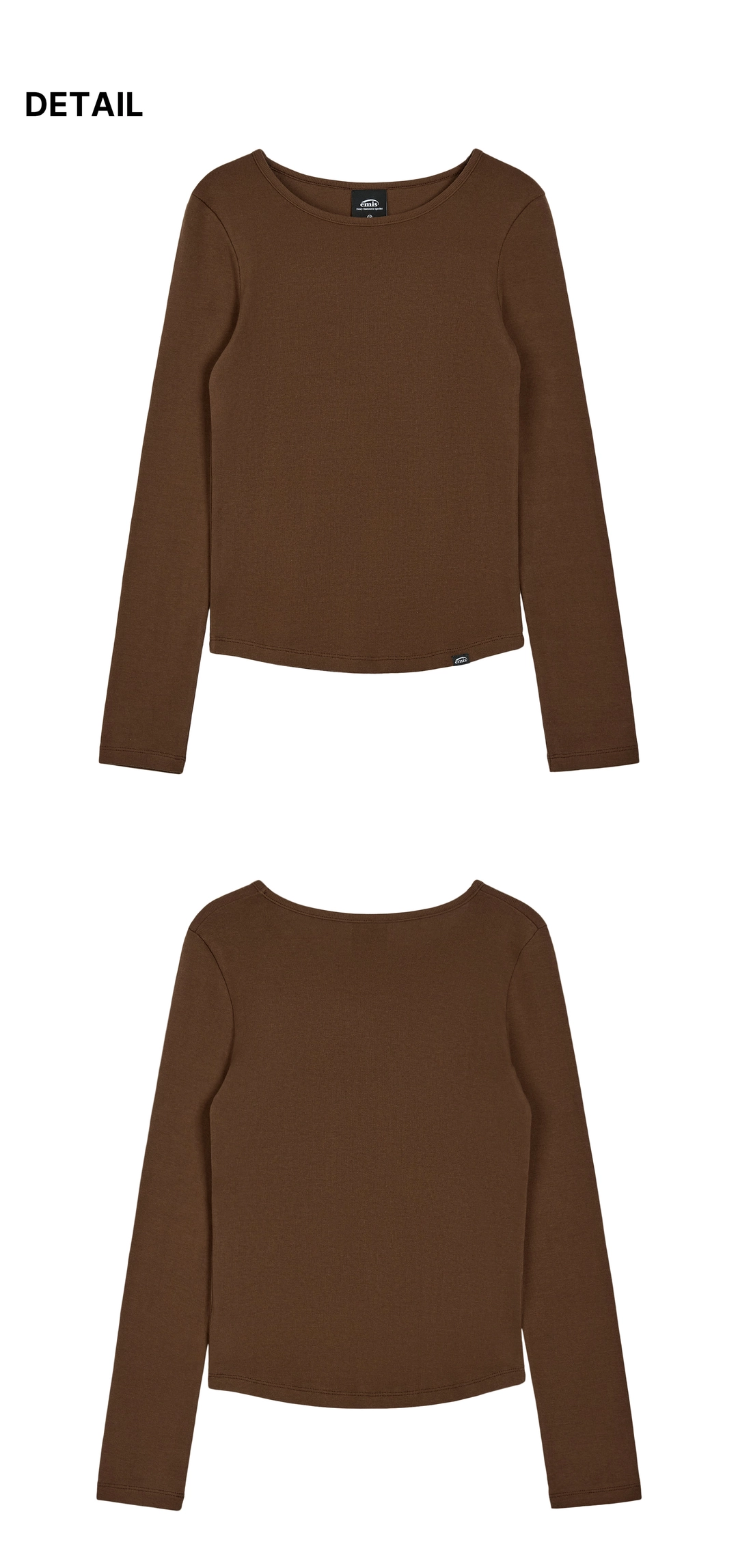 이미스 (W) RIBBED BOAT NECK LS T-SHIRT-BROWN 상품 이미지 1