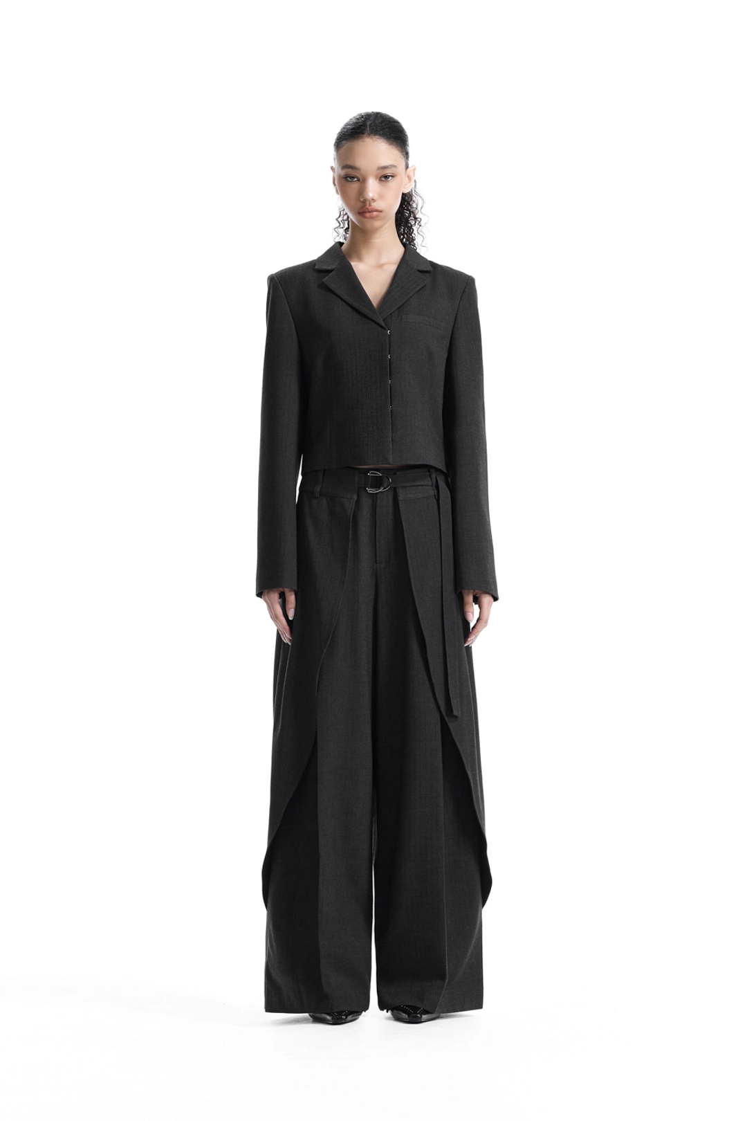 트리밍버드 Hook-Front Cropped Set-Up Jacket [ Charcoal ] 상품 이미지 2