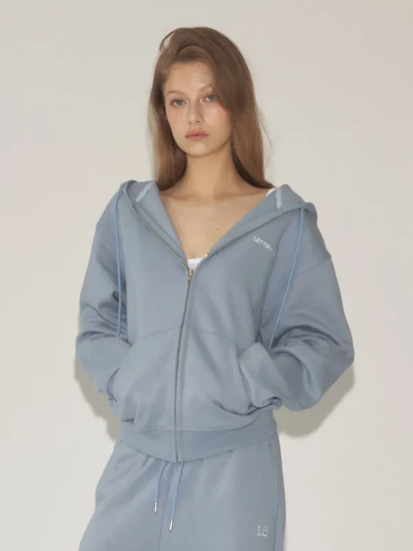 Brushed Fleece Zip-up Hoodie (Sky Blue)