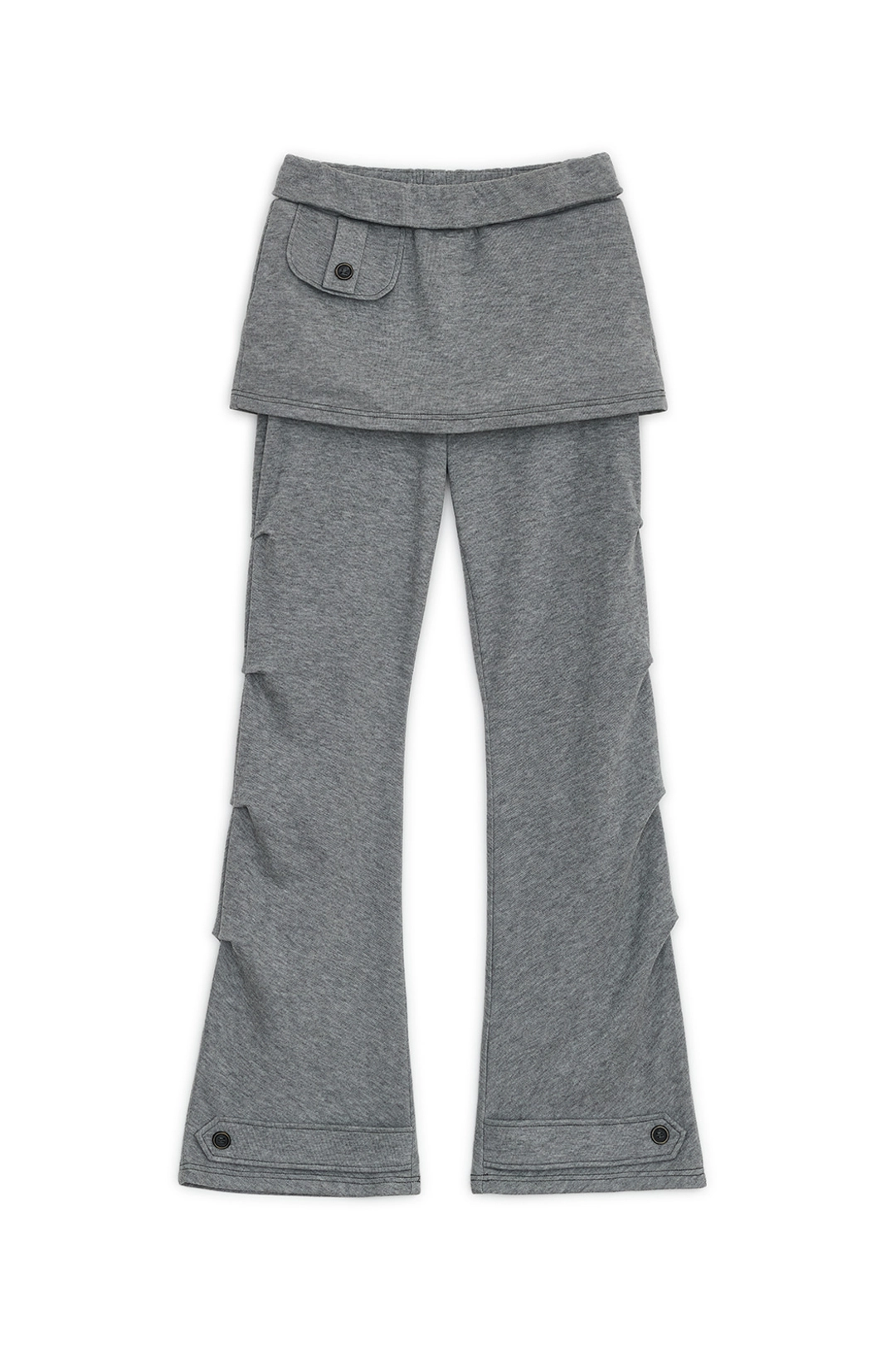 허그유어스킨 Layered flap sweat pants (Gray) 상품 이미지 1