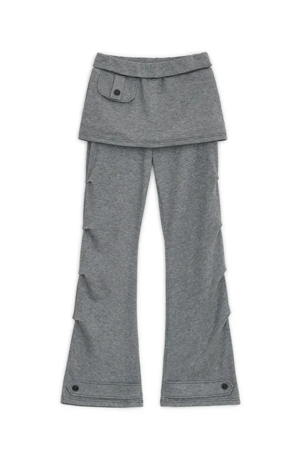 Layered flap sweat pants (Gray)