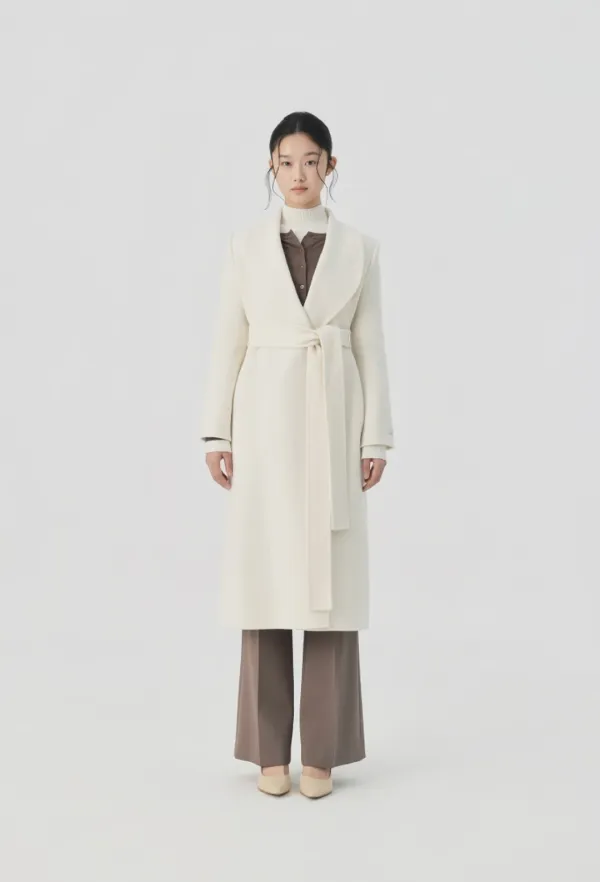 Carol Shawl Collar Handmade Coat (Ivory)