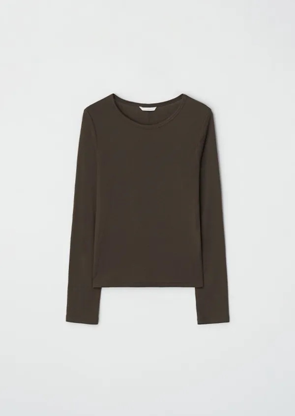 soft wool tencel tee-brown