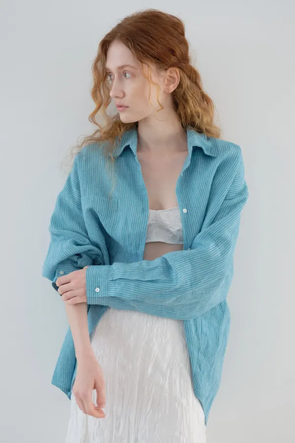 HERITAGE LINEN SHIRT_Deep teal