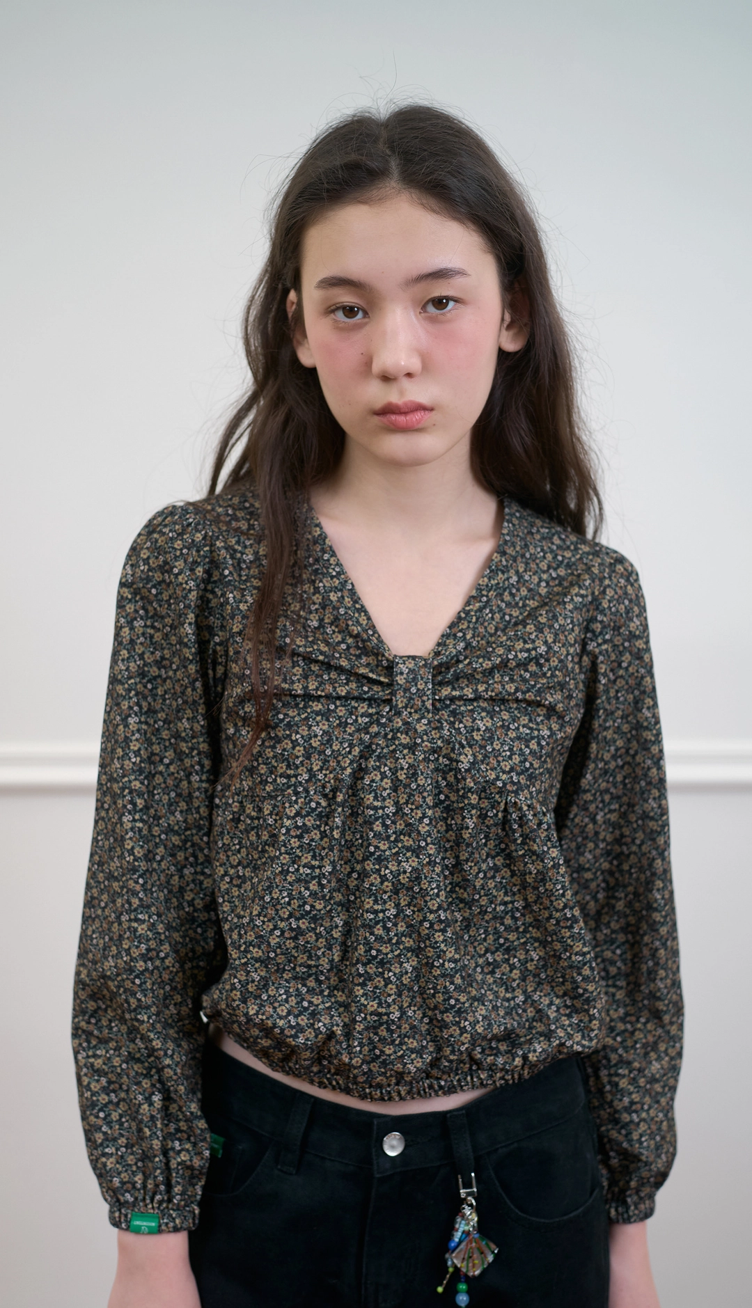 노컨텐츠 268. Tiny Flower Blouse _ Black 상품 이미지 2