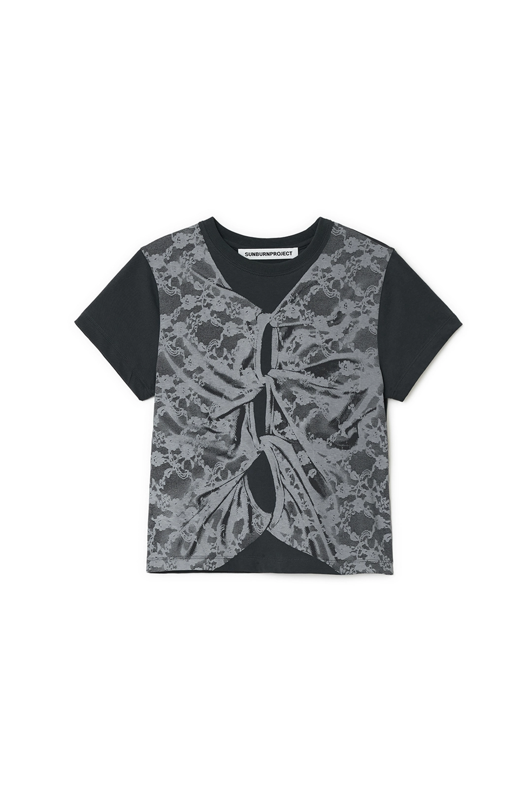 썬번프로젝트 LACE PRINTING LAYERED T-SHIRT, CHARCOAL 상품 이미지 3