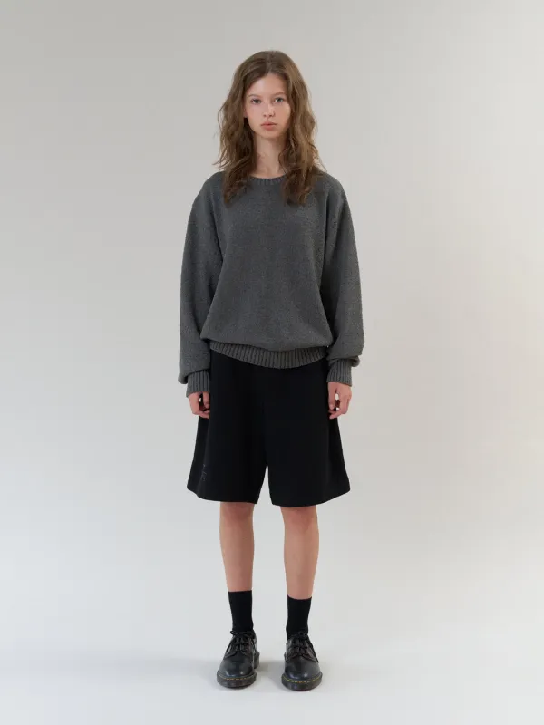 oversize boucle round knit (charcoal)