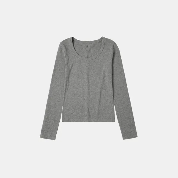 SITP5119 스쿱넥 코튼 텐션 티셔츠_Melange gray