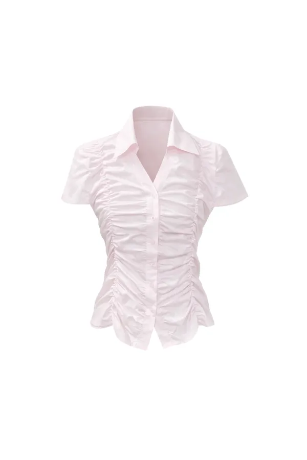 SYLPH SHIRRING SHIRT / PINK
