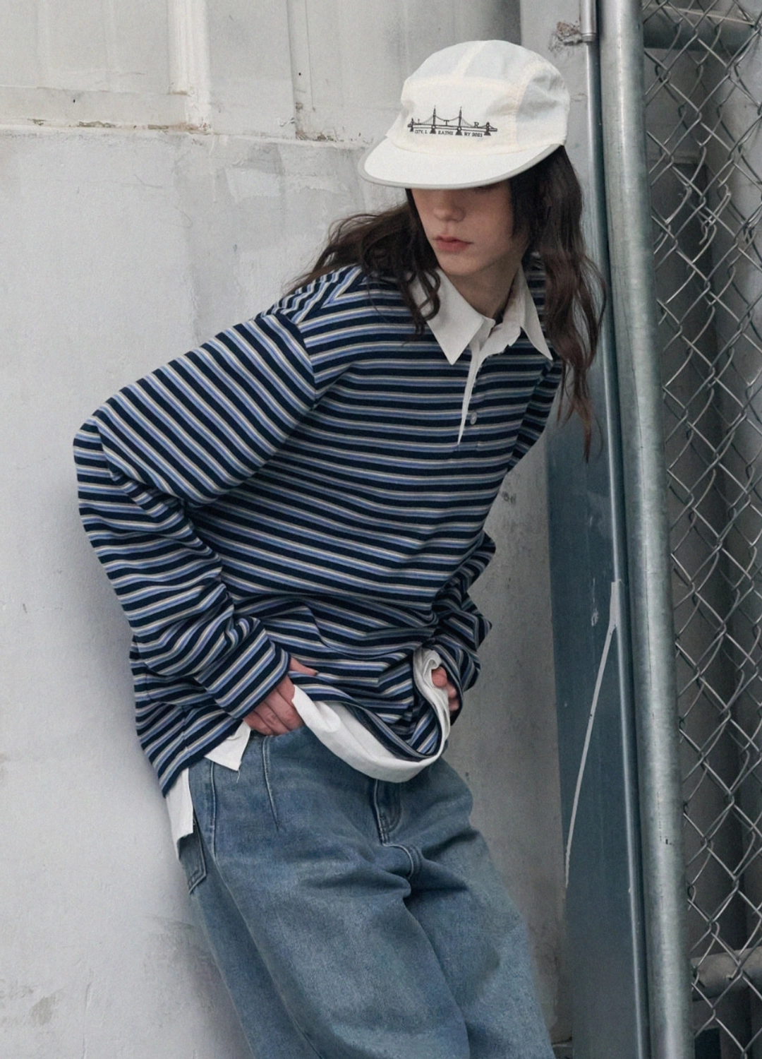 레더리 멀티 스트라이프 오버핏 럭비 셔츠 [NAVY] 상품 이미지 2