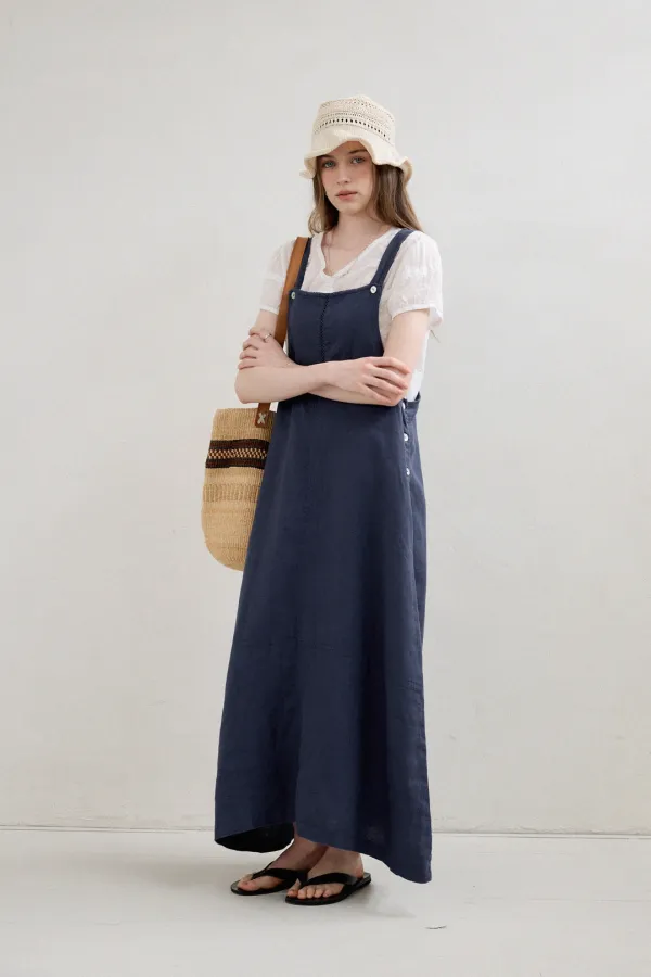 Ecru Linen Dress (navy)