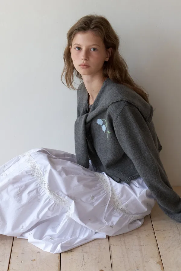 Bell Cape Cardigan (Melange Grey)