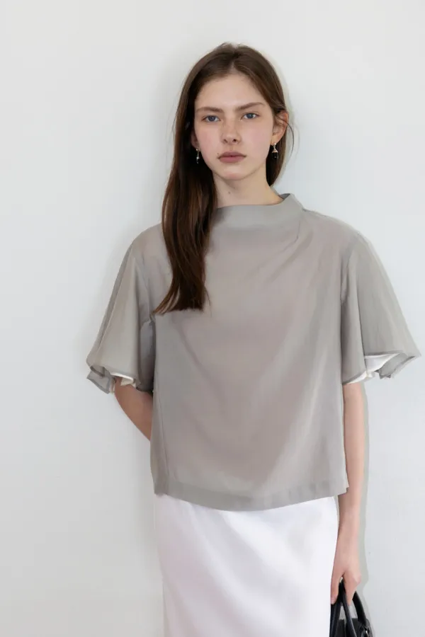 [2nd] Flare Sleeve Blouse_Gray