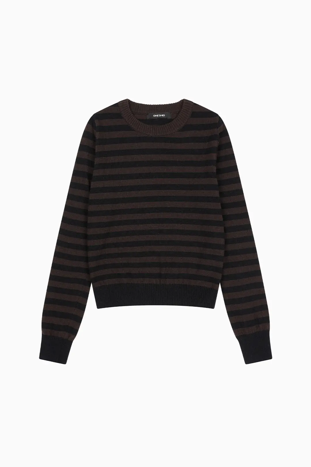 오헤시오 CASHMERE STRIPE KNIT, BROWN NAVY 상품 이미지 3