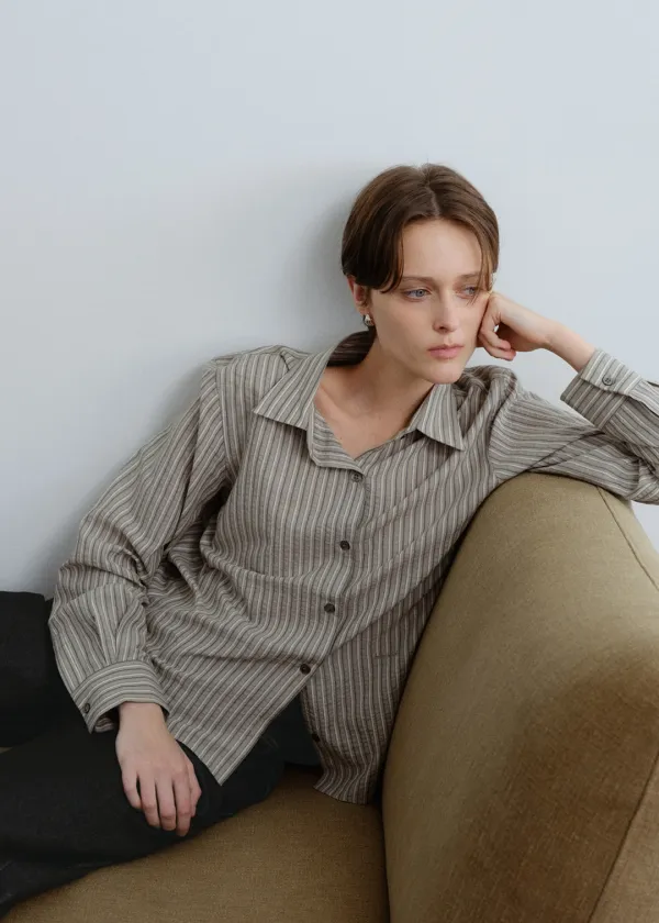 Petit stripe shirt (beige)
