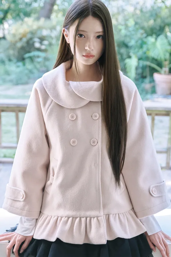 [10/22 예약발송] 프릴 케이프 코트 핑크