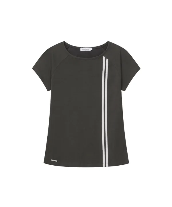 Double tape short sleeve CHARCOAL