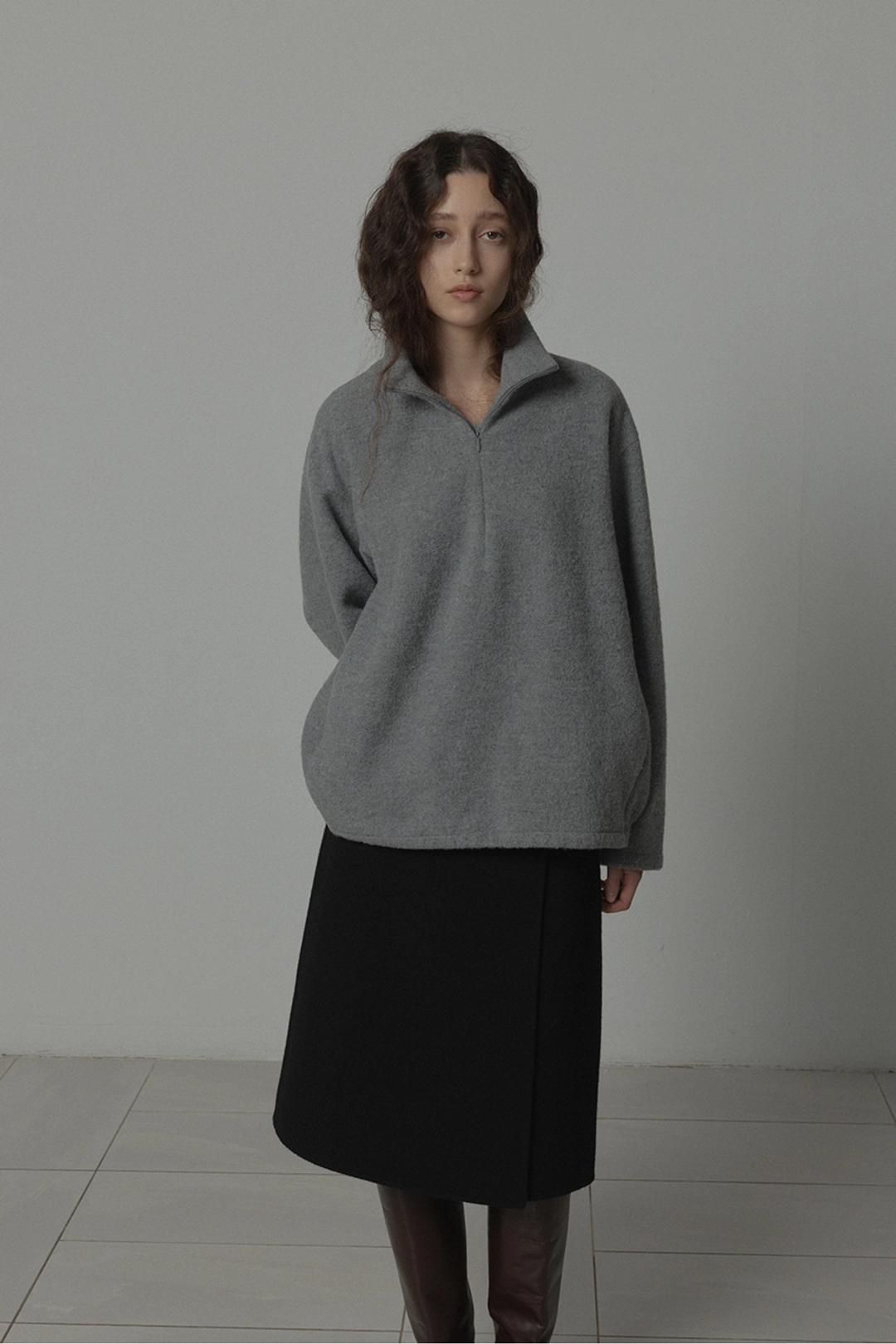르917 FLEECE HALF-ZIP TOP [GREY] 상품 이미지 2