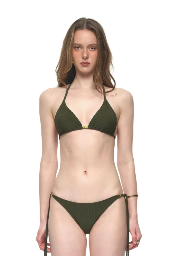 WOOD BEAD BIKINI (DARK GREEN)