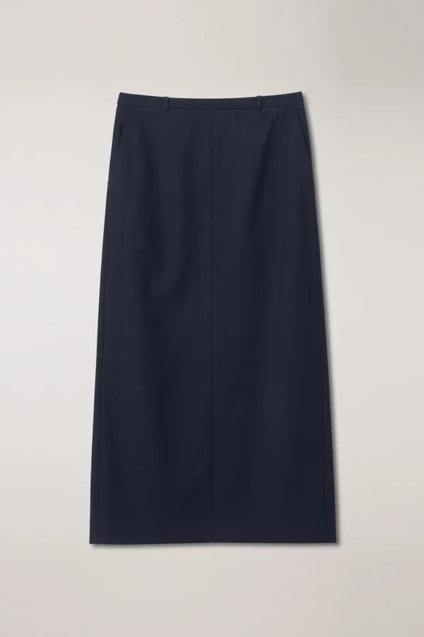 H-LINE STRIPED MAXI SKIRT NAVY STRIPE_UDSK6A207N2
