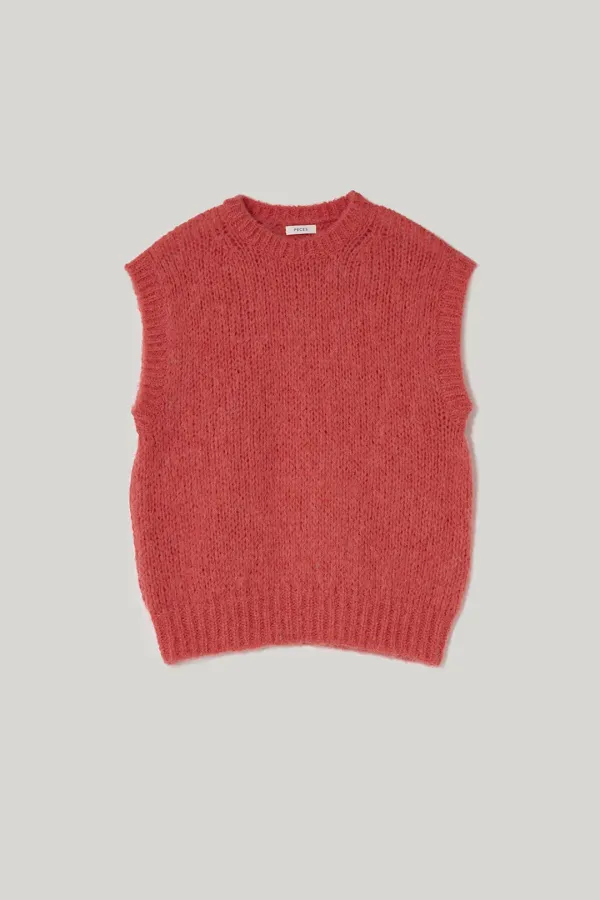 Alpaca sleeveless knit (Cherry tomato)
