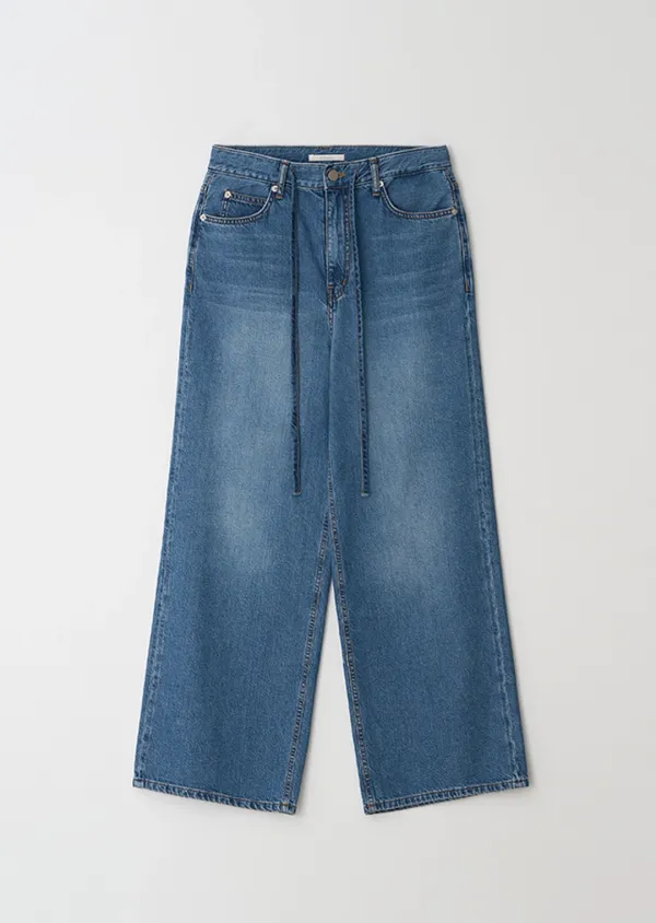 [20%] wide string denim pants