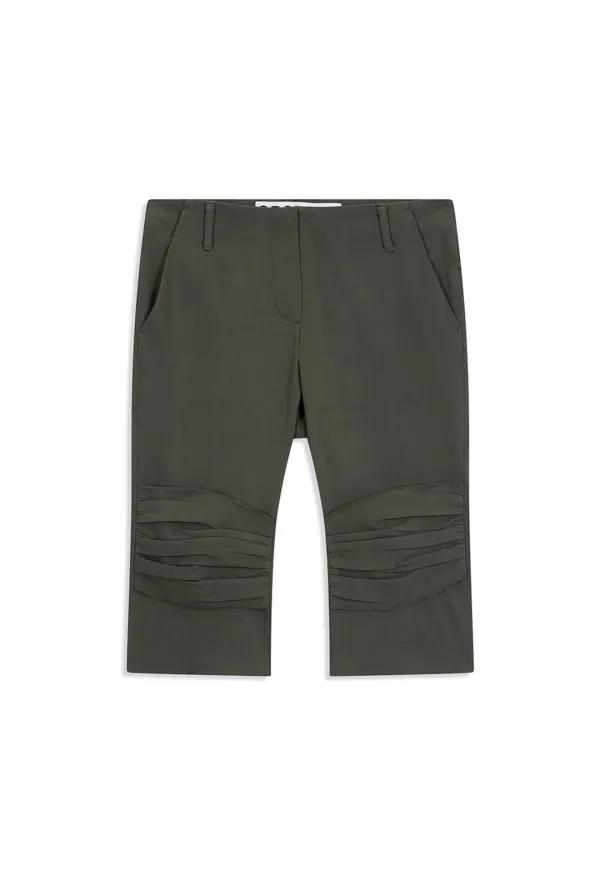 GATHERED CAPRI SHORTS, KHAKI
