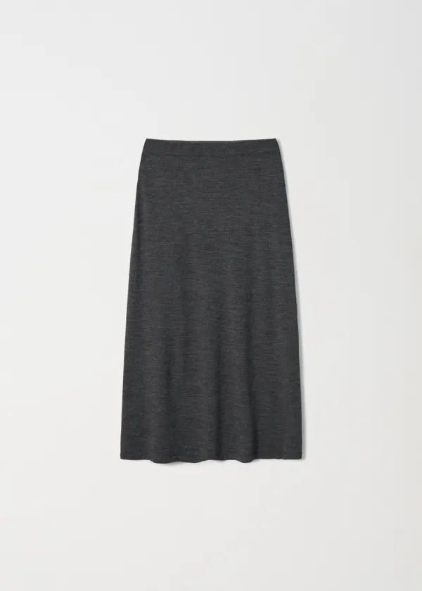 Draped Jersey Knit Skirt_Charcoal