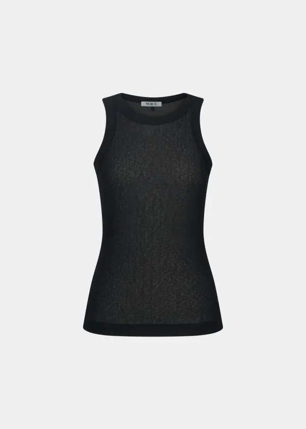 W TRANSPARENT SLEEVELESS TOP - BLACK
