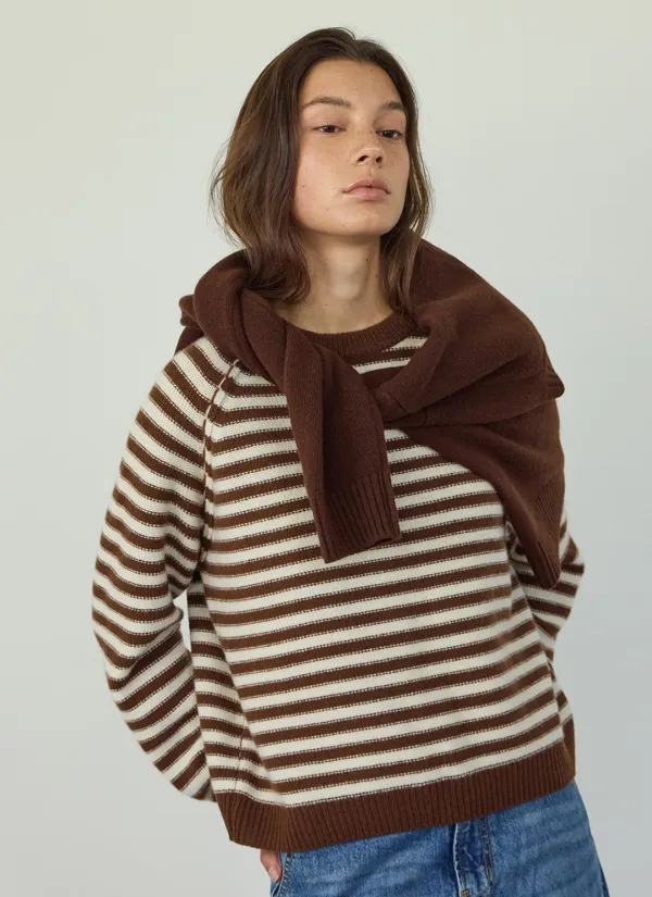 Koda Stripe Raglan Knit (Brown)