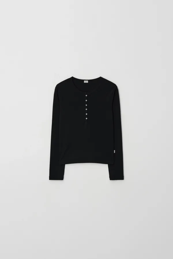 Lounge Henley Neck Long Sleeve (black)