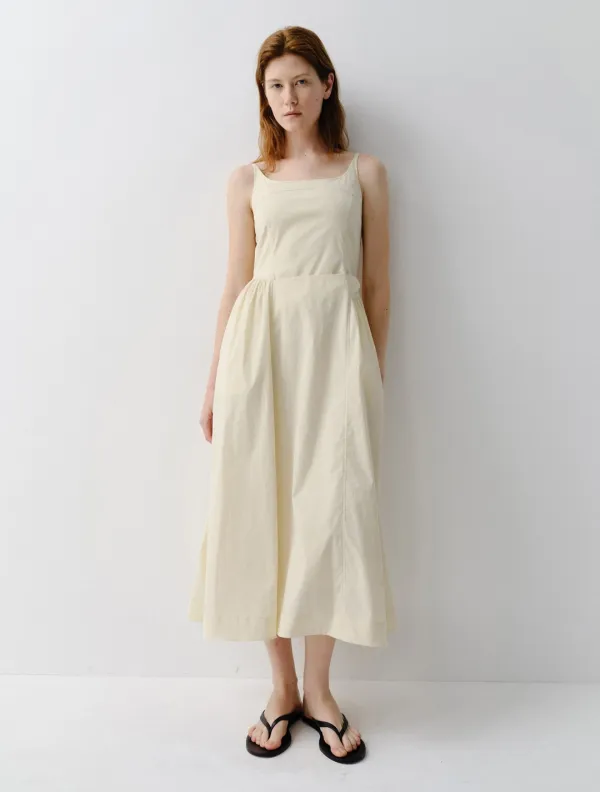 Side Shirring Sleeveless Dress (Yellow)