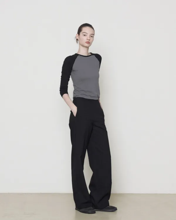W Wool Easy Pants, Black