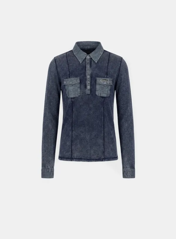 [w-tee26-005] Viper Cotton Rib Polo Shirt - Blue