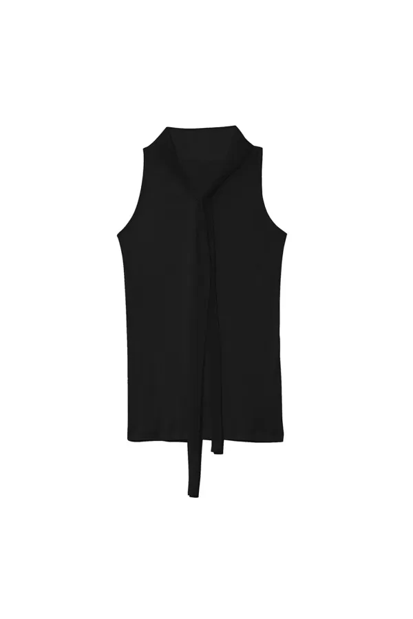 SCARF SLEEVELESS JERSEY TOP [BLACK]