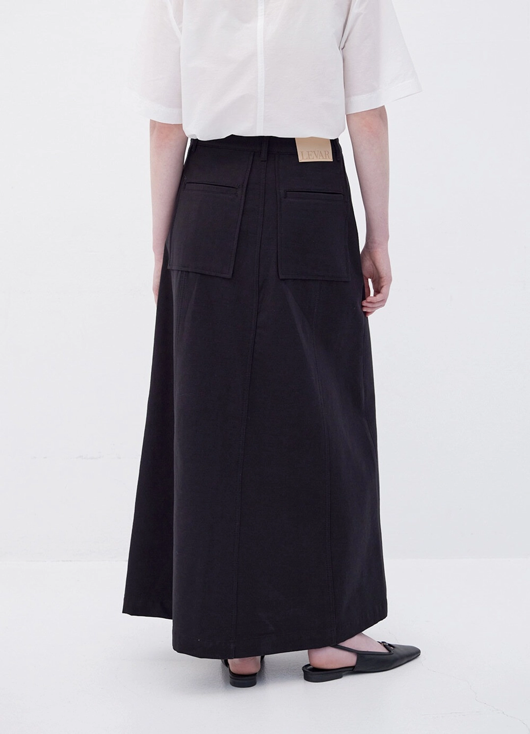 르바 Cotton Slub Maxi Skirt - Black 상품 이미지 2
