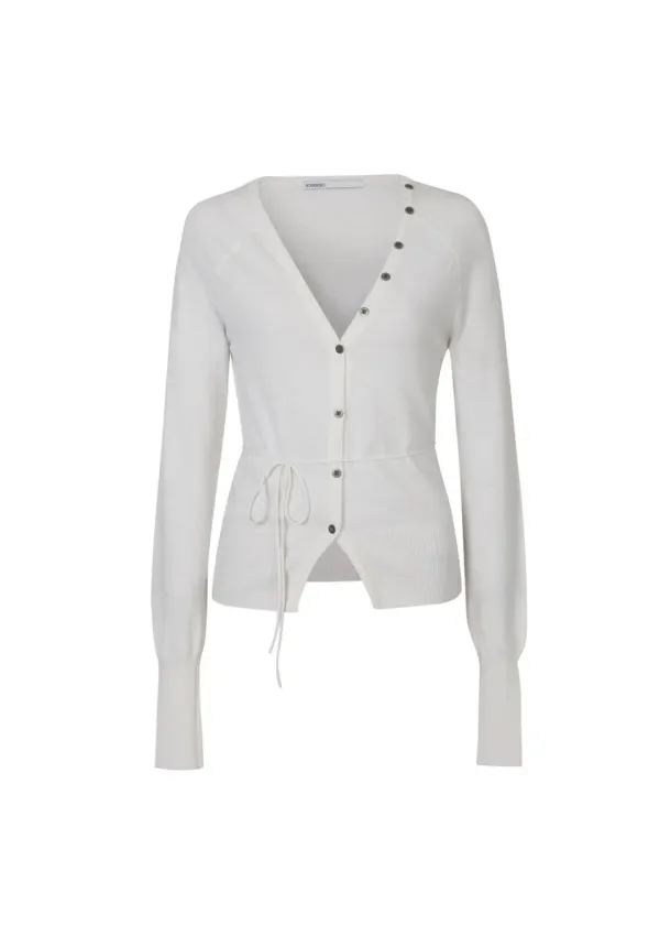 [7TH] BUTTON V-NECK KNIT CARDIGAN, IVORY