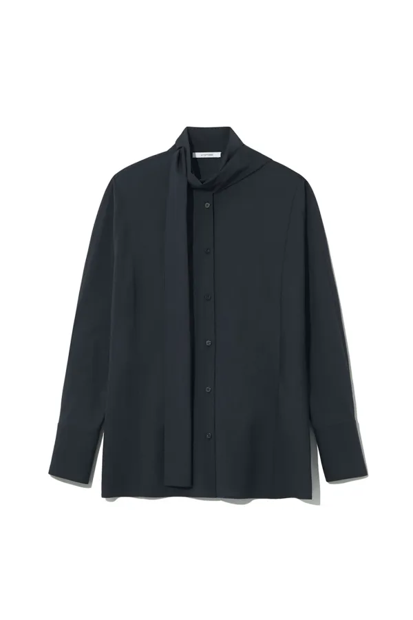 WOOL TIE-NECK SHIRT [NAVY] - LE17SEPTEMBRE