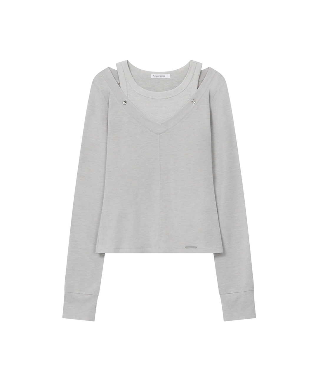 미세키서울 [레이 PICK] Layered line sheer long sleeve GREY 상품 이미지 1
